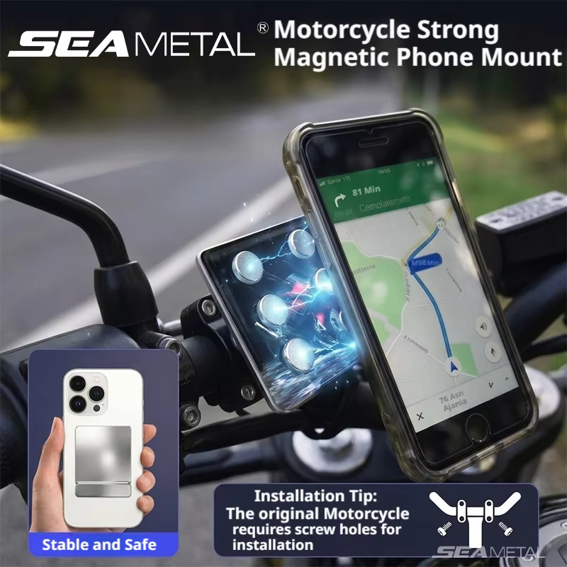 SEAMETAL – support de téléphone magnétique pour guidon de moto