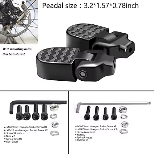1 paire de Mini pédales arrière de vélo en alliage d'aluminium repose-pieds pliant