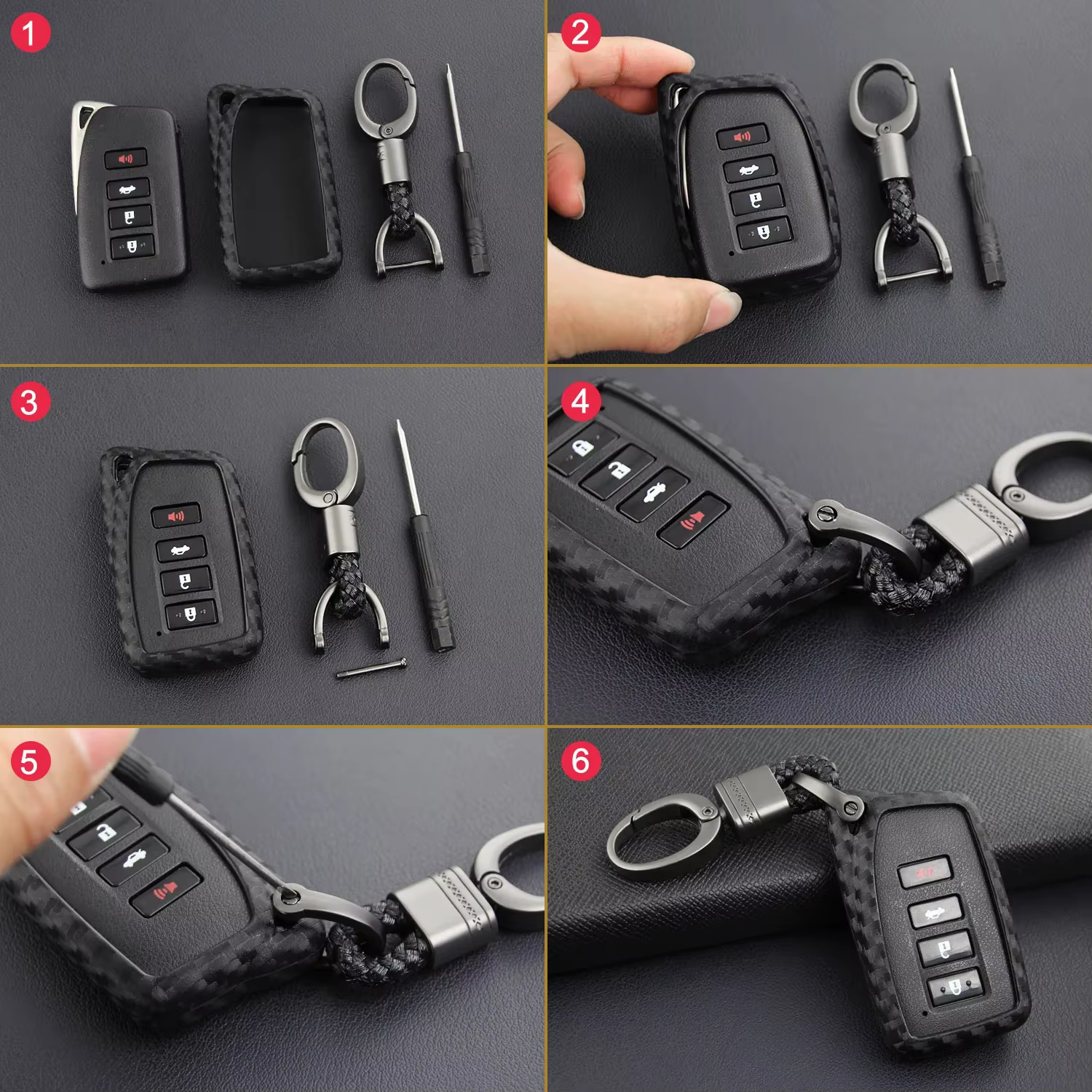 Juste de porte-clés de voiture pour Lexus, accessoires JOCase, fibre de carbone, IS, ES, NX, RX, GS, LX, RC, 200, 250, 300, 350