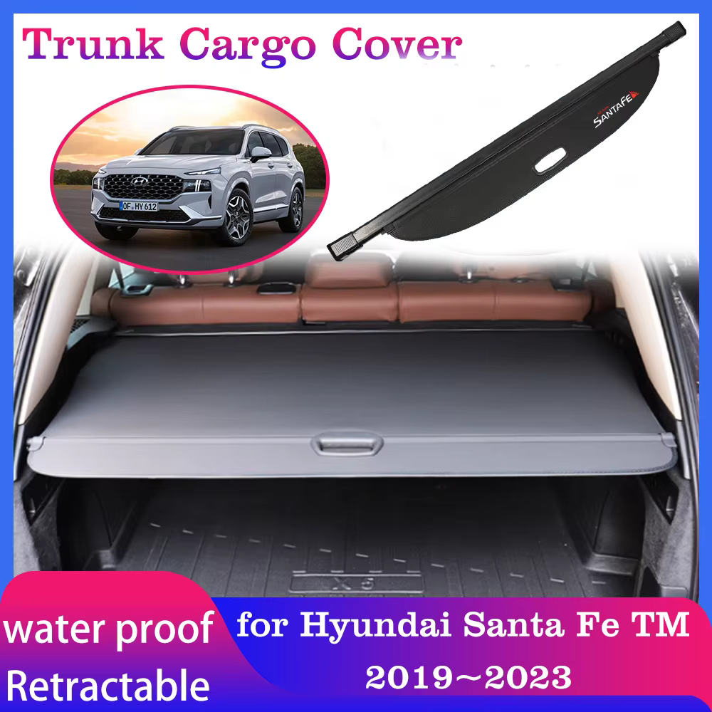 Couverture de coffre pour Hyundai Santa Fe TM, 2019, 2020, Stores Escalage Bagages, Rideau de coffre arrière, Sécurité, Blindage, Ombre, Accessoires