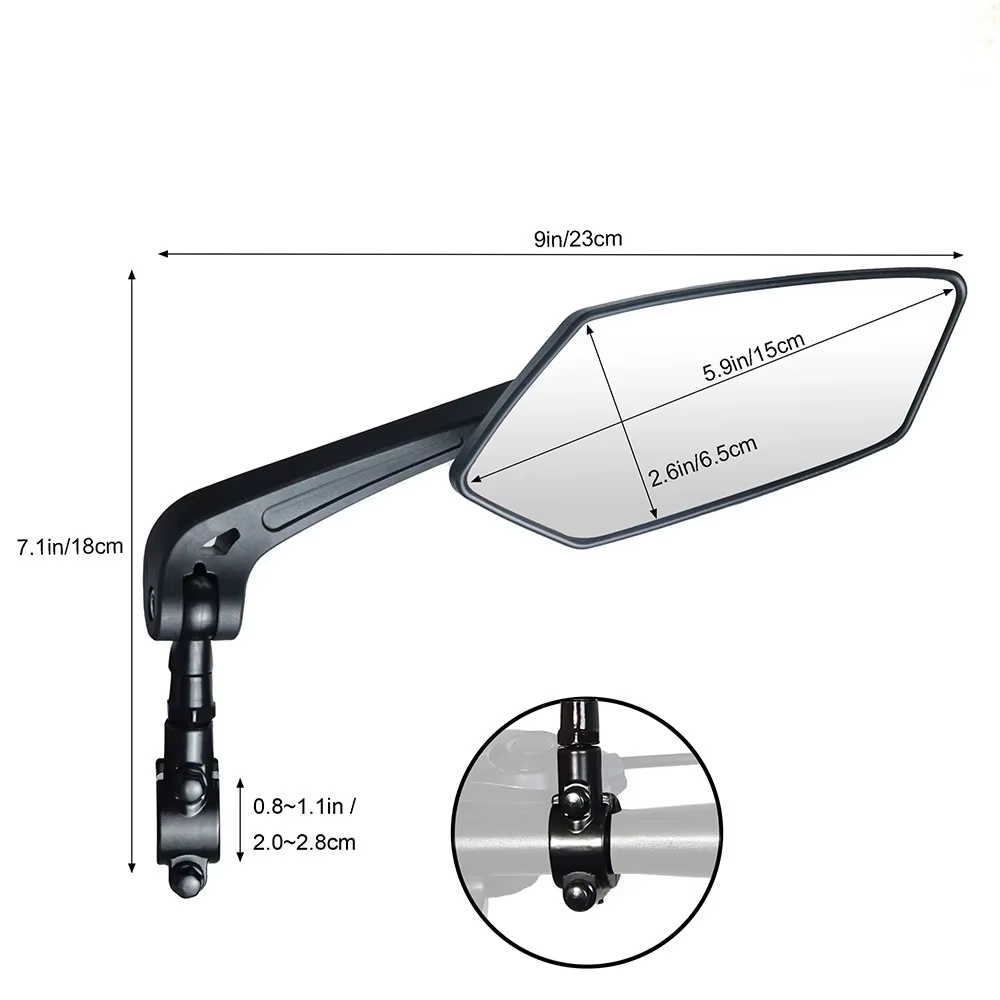 Rétroviseur de vélo réflecteur réglable rotatif guidon miroir clair
