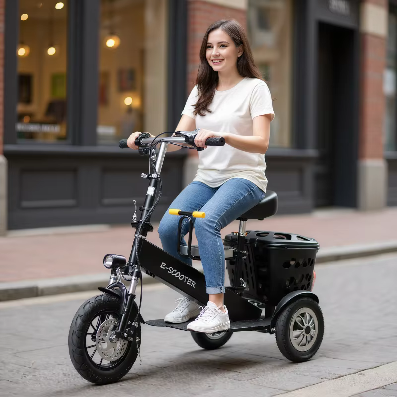 Mini Tricycle électrique pliable pour femme avec siège pour tout-petits