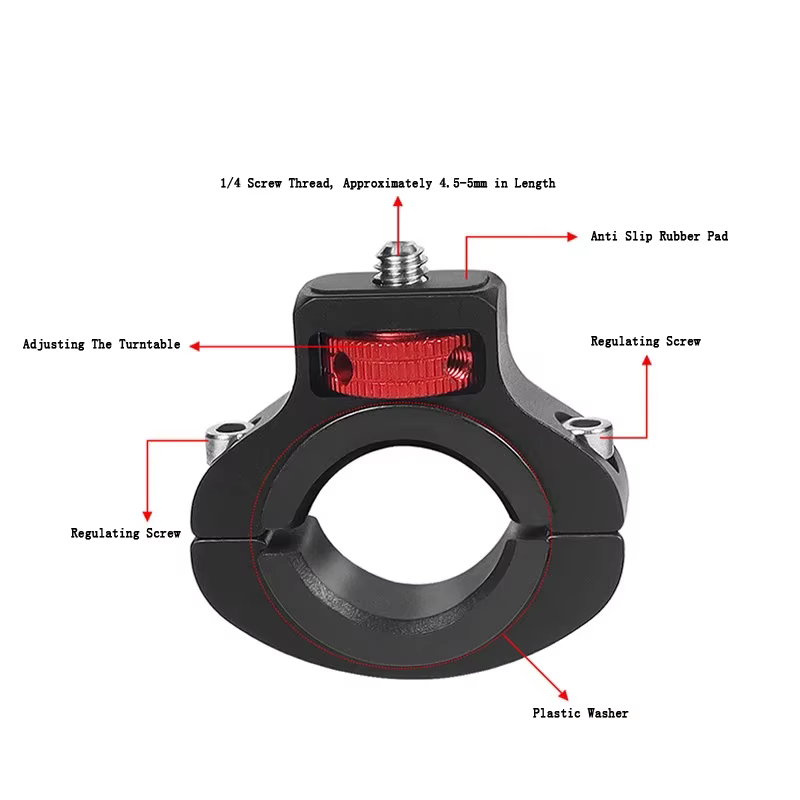 Support de guidon de vélo en alliage d'aluminium avec vis de 1/4 pouces pour caméra GoPro Hero 13 12 11 10 9 DJI OSMO Action 6 5 4 insta360 X5
