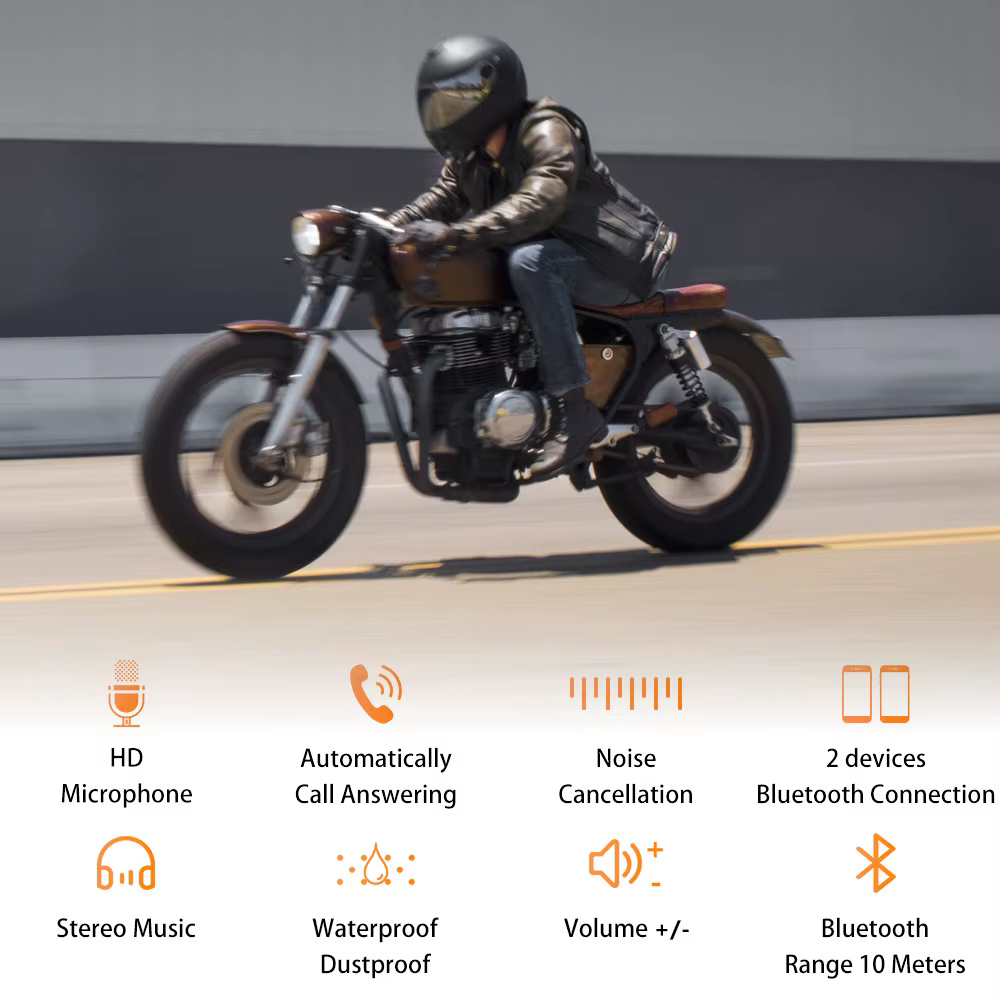 Casque de moto casque Bluetooth écouteur sans fil mains libres micro casque lecteur de musique commande vocale pour motocycliste