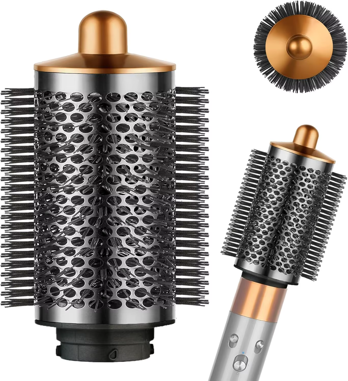 Grande brosse volumisante ronde pour accessoires Dyson Airwrap, Nickel/cuivre, volumateur ovale plus grand pour un style moelleux