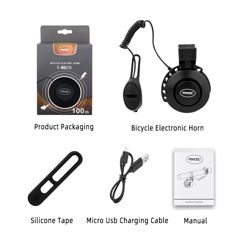 TWOOC Vélo Électronique Klaxon Réglage Du Volume 4 Types de Classique Cingtones Rechargeable 100dB Pas Rude Route Vtt
