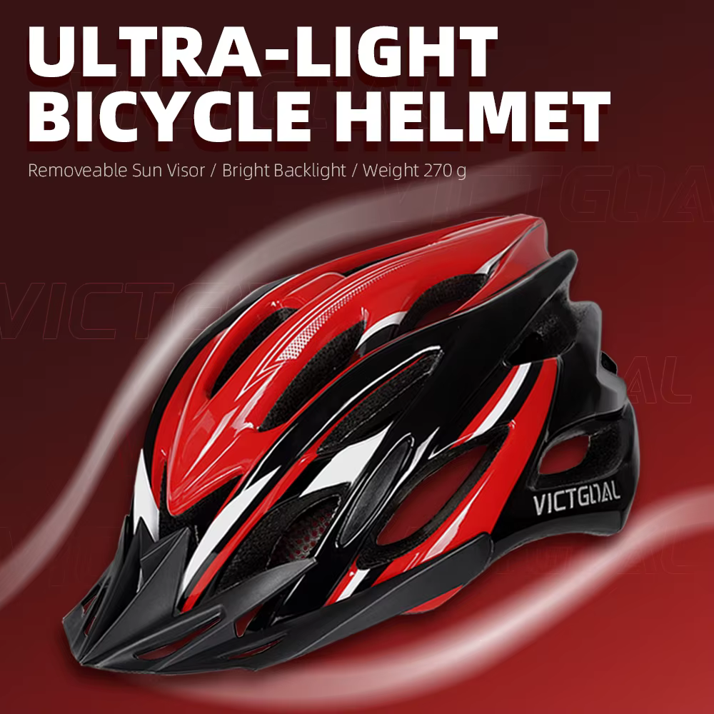 VICTGOAL Casque de vélo Ultralight Feux arrière pour hommes LED Tailling avec pare-soleil MTB Road Bike