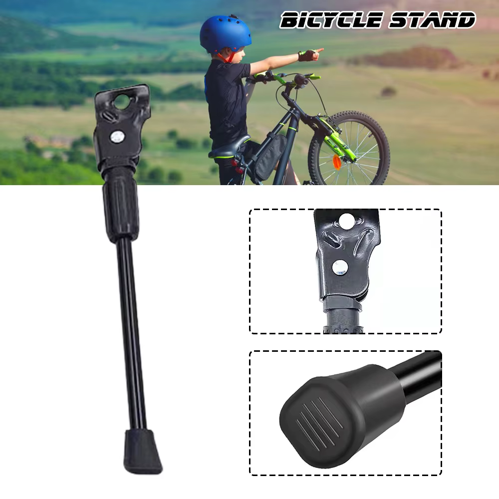Support latéral arrière noir pour vélo, 1 pièce, en alliage d'aluminium, antirouille et usure, 22 à 27 pouces