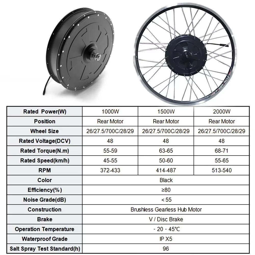 Hailong-Kit de Coversion pour Vélo Électrique, avec Batterie au Lithium de 20Ah, 1500/2000W, 48V, 26/27,5 Pouces, 700C29