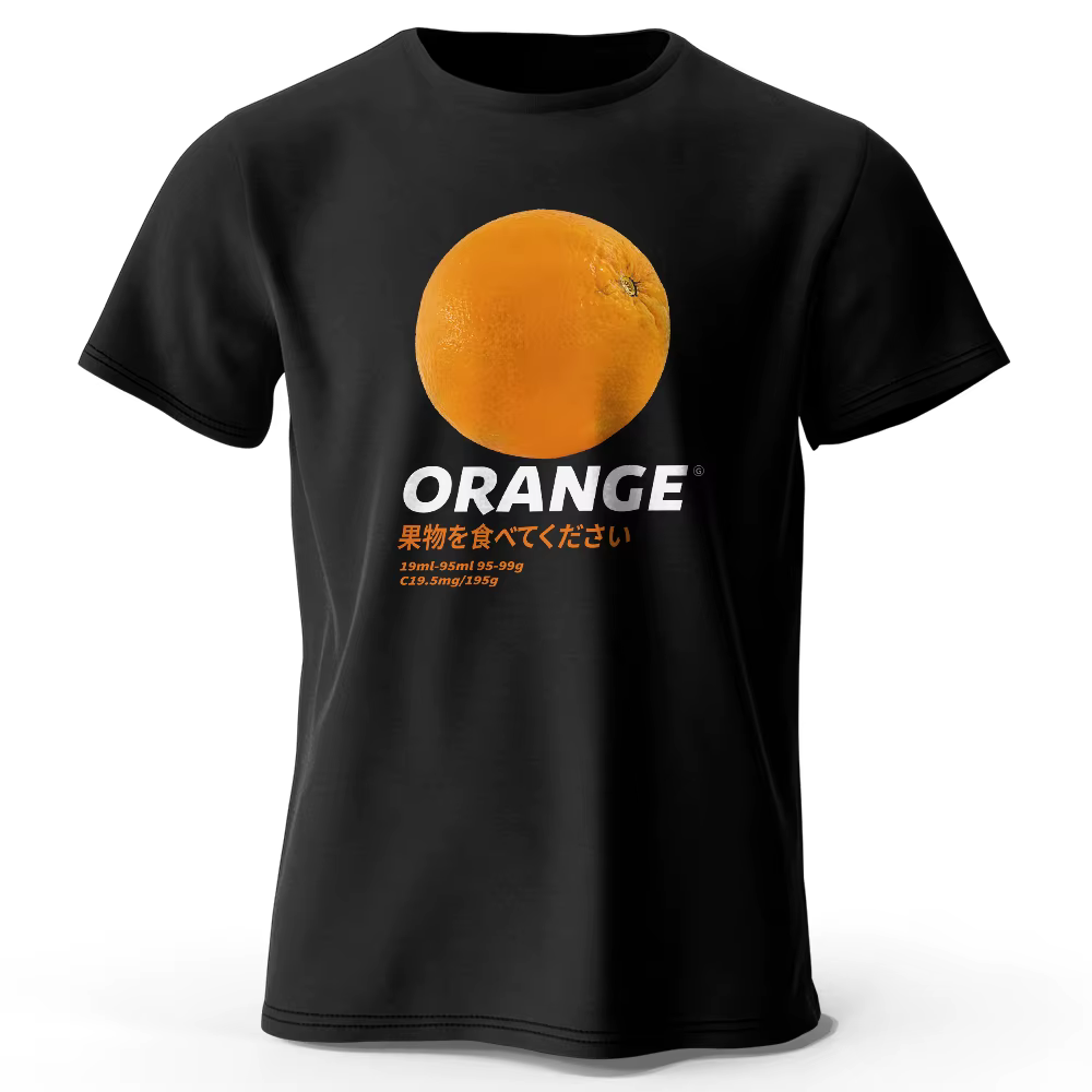 T-shirt imprimé fruits orange – Haut d'été frais et vibrant pour hommes et femmes, t-shirt en pur coton doux et confortable