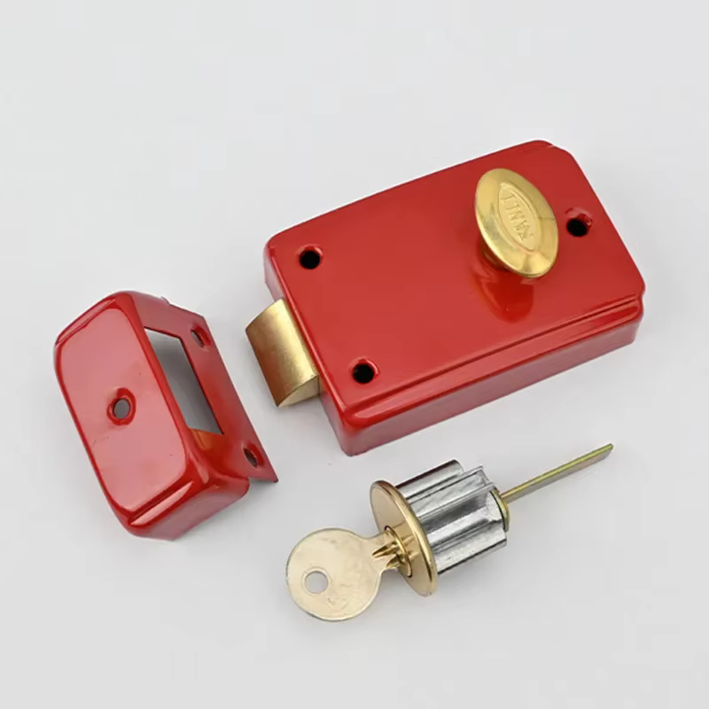 Serrures rouges rétro pour porte extérieure, sécurité antivol, serrure d'assurance multiple, serrure de porte en bois pour quincaillerie de meubles