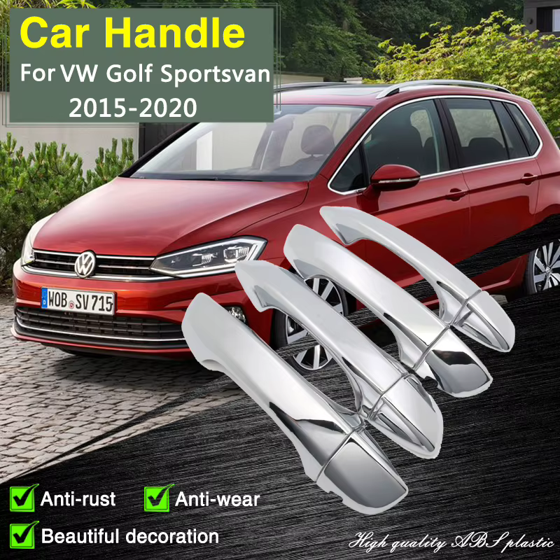 Pour Volkswagen VW Golf Sportsvan SV 2015 ~ 2020 Durable Chrome poignée de porte couverture garniture voiture accessoires style autocollants décoration