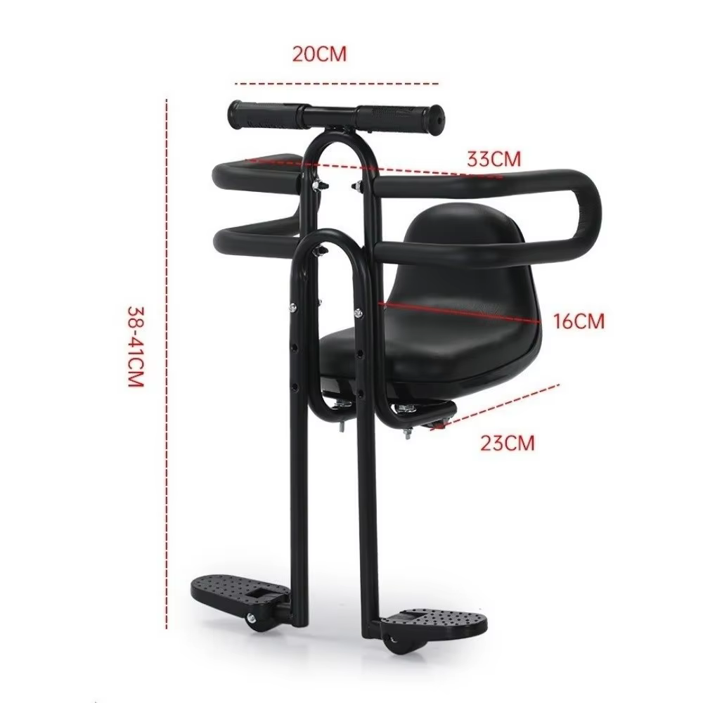 Siège enfant avant pour vélo VTT avec pédales et accoudoirs – Installation facile et réglable ‌