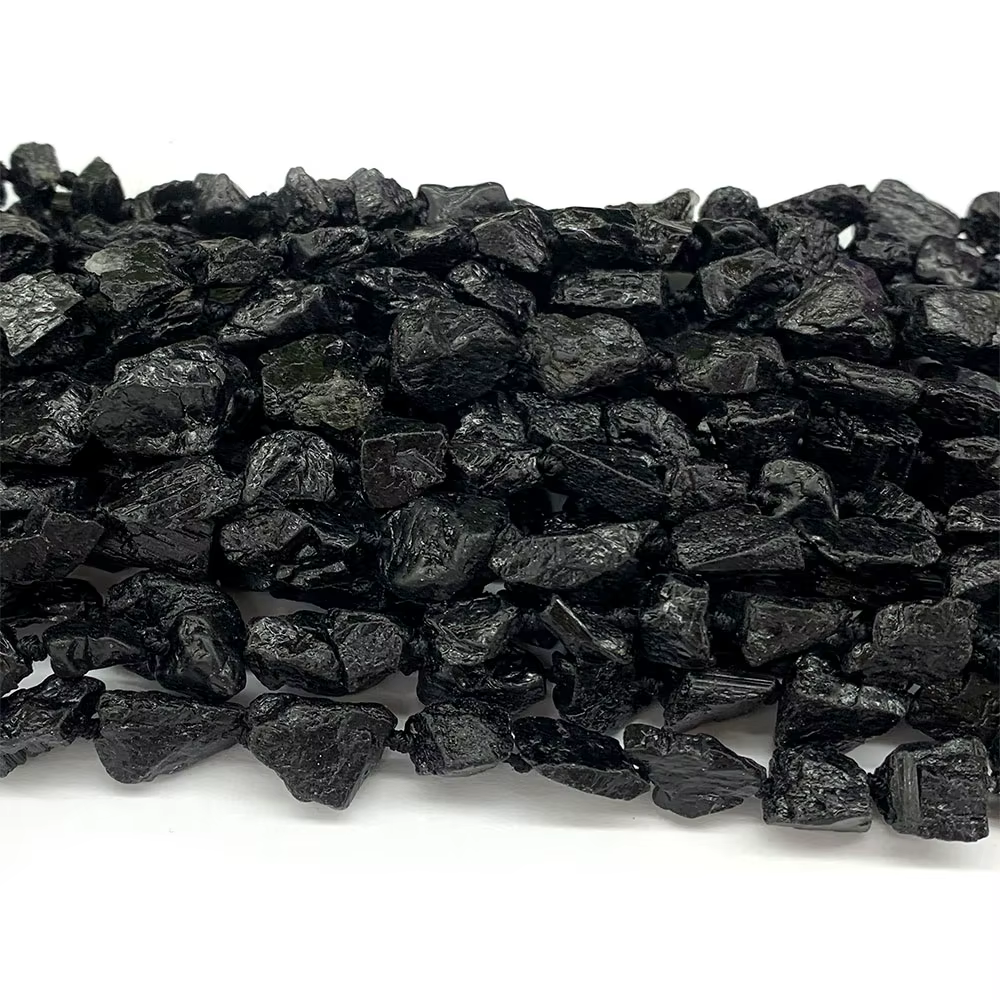 Veemake – pépite de Tourmaline noire minérale brute naturelle, forme libre, perles à facettes amples, rugueuses et mates, 08348