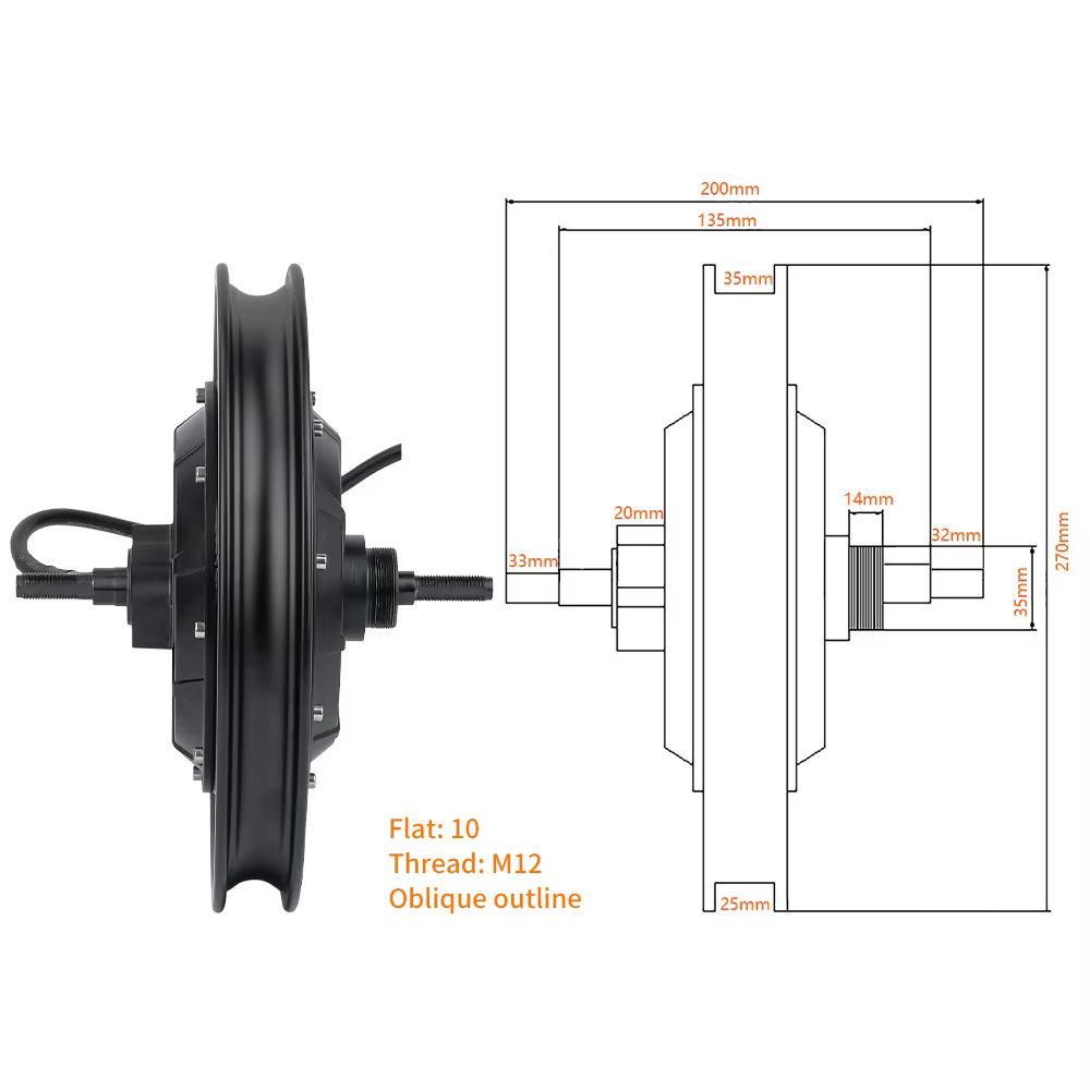 Kit de moteur de moyeu de Scooter électrique de 14 pouces 48V 60V 72V 1000W-3500W