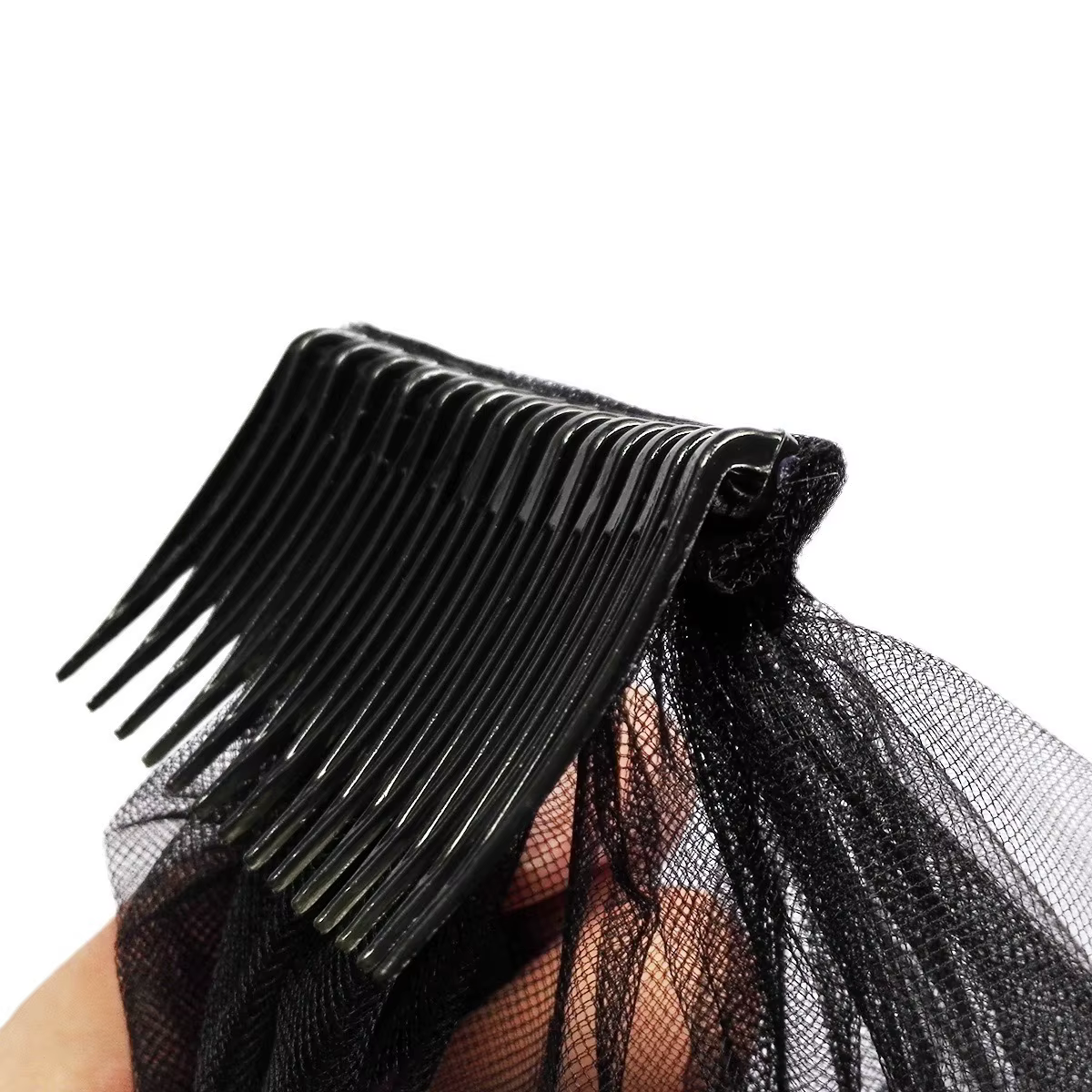 Voile de mariée d'Halloween pour femmes avec bord en dentelle, voile de mariée en tulle à 2 niveaux