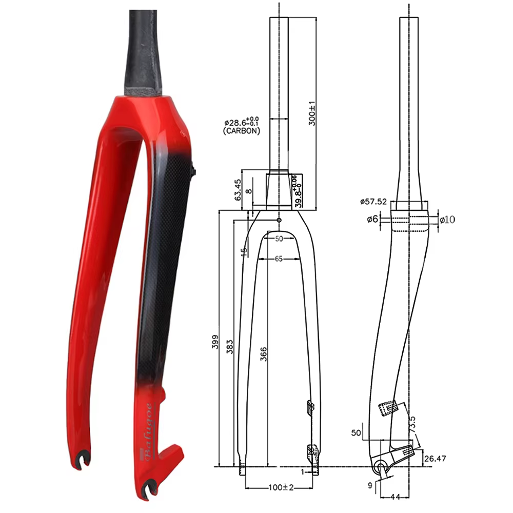 Fourche de vélo en carbone VTT