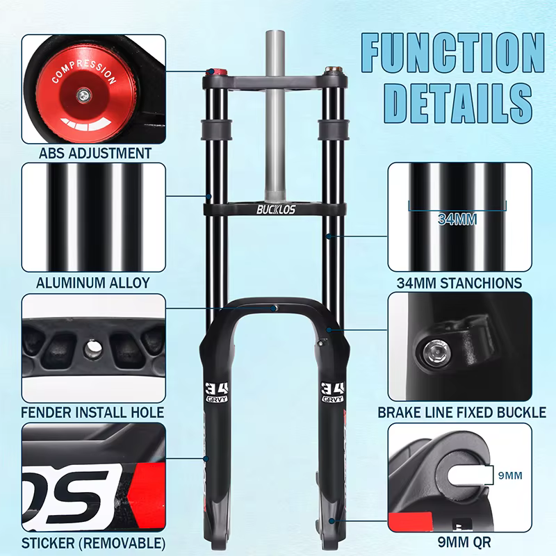 BUCKLOS 20*4.0 fourche de vélo 20 pouces