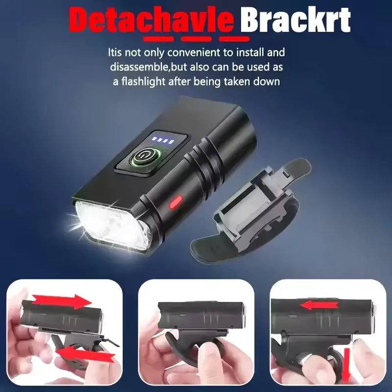 Kit d'éclairage puissant pour vélo avec affichage numérique de l'indicateur de batterie