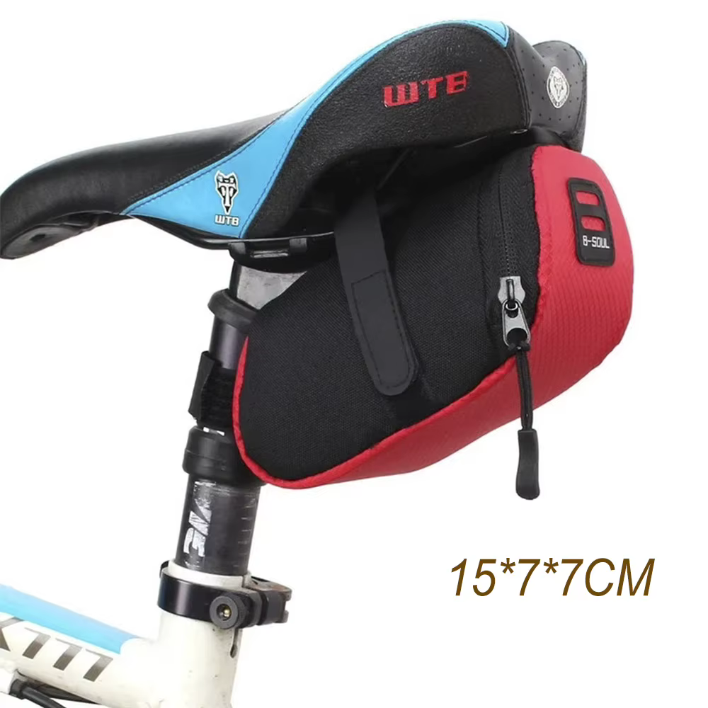 Sac de rangement de selle de vélo Portable sous le siège, pochette arrière de siège de vélo vtt, sac de tige de selle 15x7x7cm, accessoires noir rouge bleu