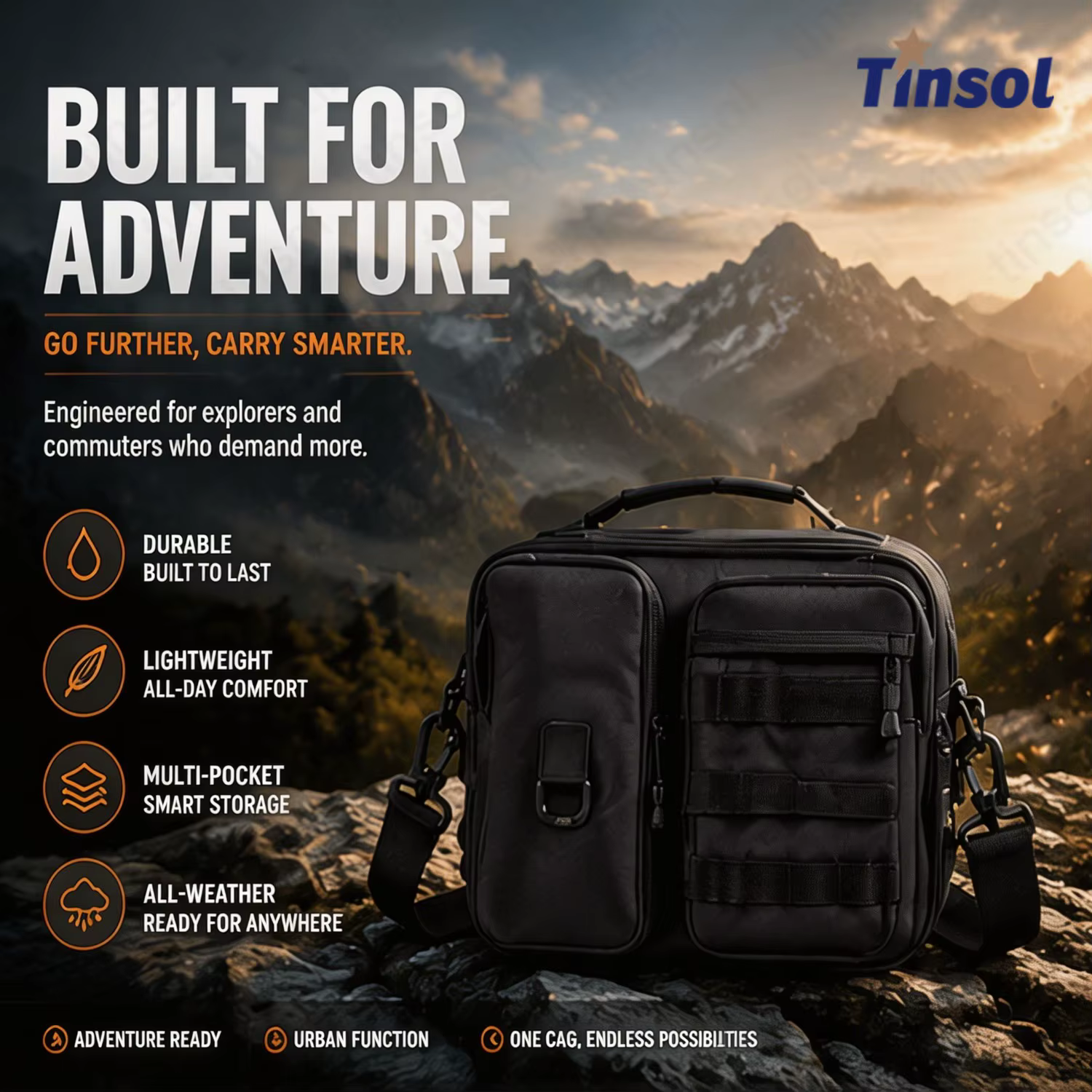 Sac à bandoulière tactique TINSOL pour homme