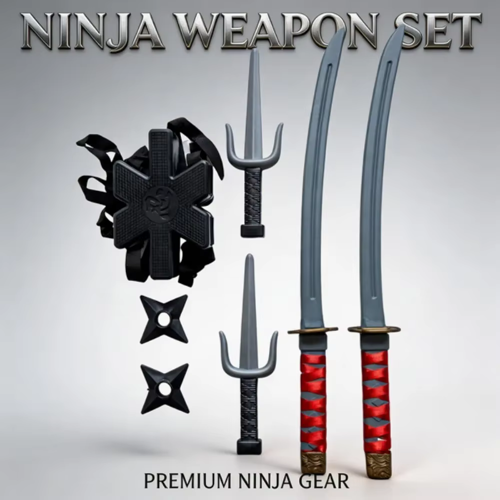 Ensemble Ninja pour Halloween, accessoires de cosplay de samouraï pour enfants, bretelles, ensemble de couteaux, accessoire d'épée, modèle de fléchettes, cadeaux, collection de jouets