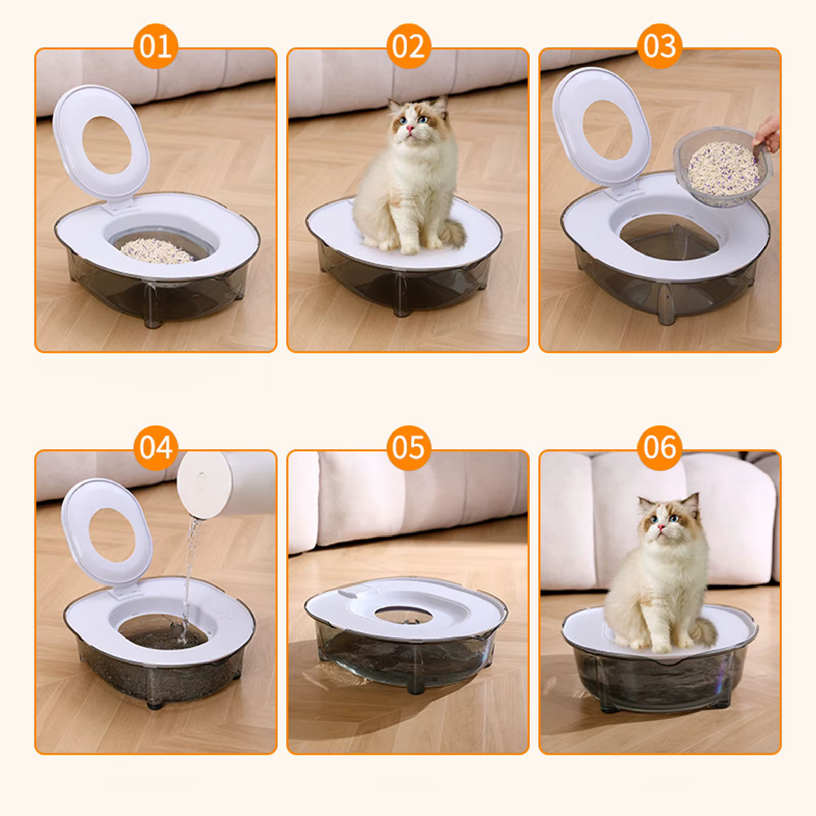 Kit d'entraînement à la propreté pour chat, bac à litière portable réutilisable, système d'apprentissage de la propreté polyvalent et amovible pour animaux de compagnie