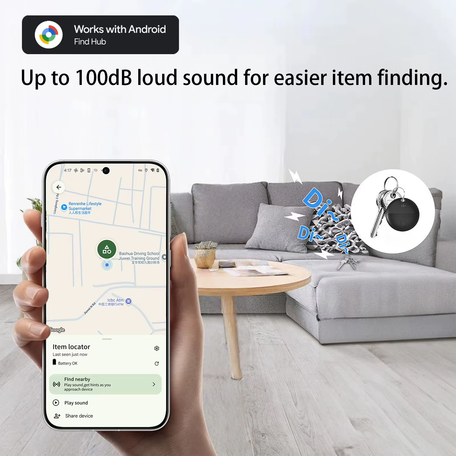 Traceur GPS Google Find My, localisateur Bluetooth portable pour vélo et clés, anti-perte pour Android et Airtag