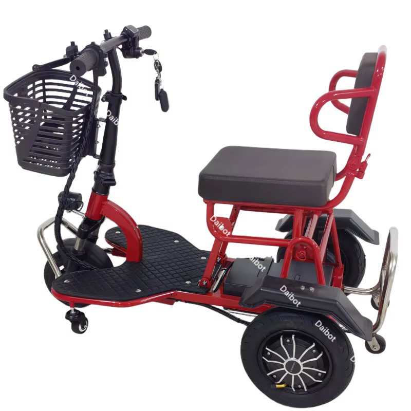700W puissant Scooter de mobilité à 3 roues avec siège pour personnes âgées pliant Double moteur Scooter électrique avec tige de traction bagages voyage