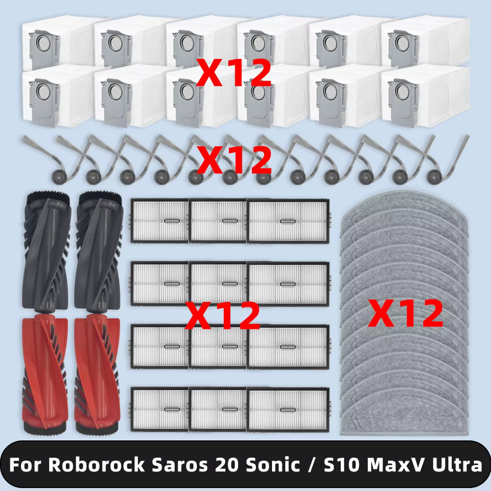Pièces détachées et accessoires compatibles avec ( Roborock Saros 20 Sonic / S10 MaxV Ultra ) brosse principale, brosse latérale, filtre, tampon de nettoyage, sac à poussière