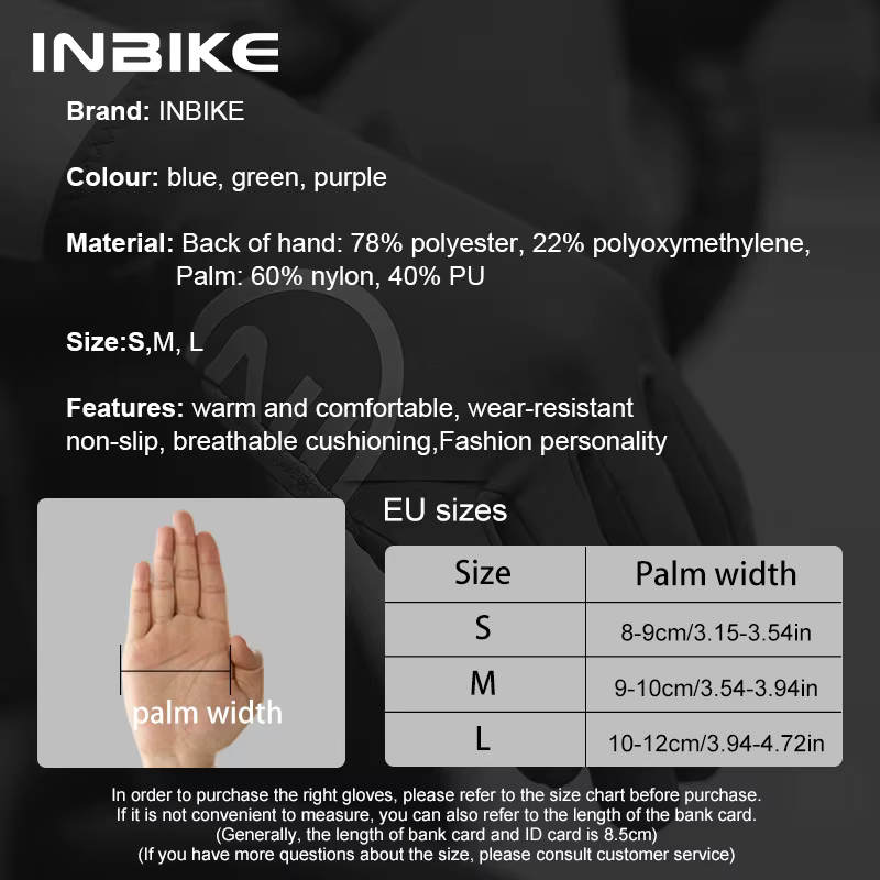 INBIKE 2024 gants de cyclisme Gel rembourré pour hommes automne hiver polaire