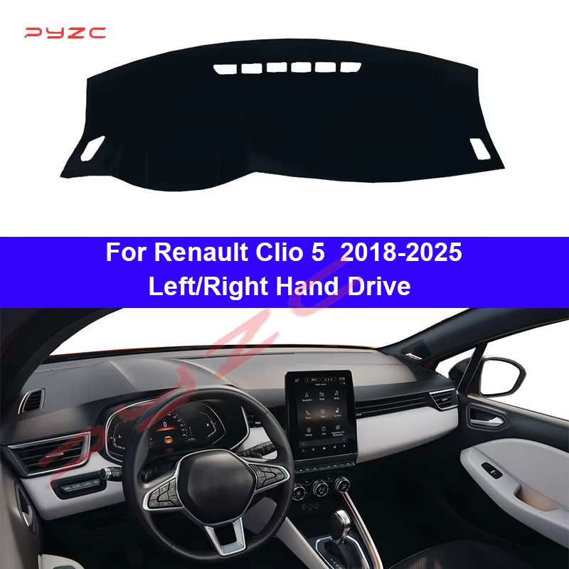 Couverture de tableau de bord de voiture pour Renault Clio 5 2018 – 2022 2023 2024 2025, tapis de protection de Console centrale, accessoires pare-soleil