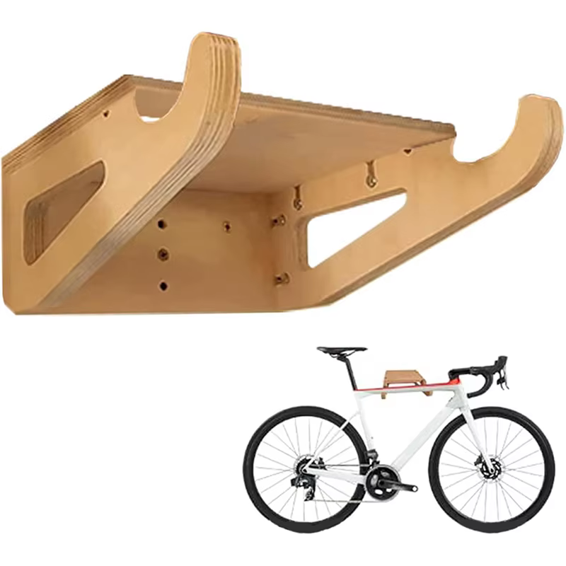 Nouveau support mural pour vélo, support de rangement pour vélo en bois pour intérieur, crochet amovible, étagère, support de présentation, organisateur, économiseur d'espace