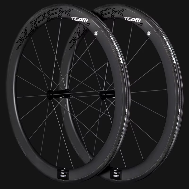 SUPERTEAM Classic Pro R25-50 700C Roues de vélo de route en carbone Clincher Tubeless Frein sur jante Logo Noir