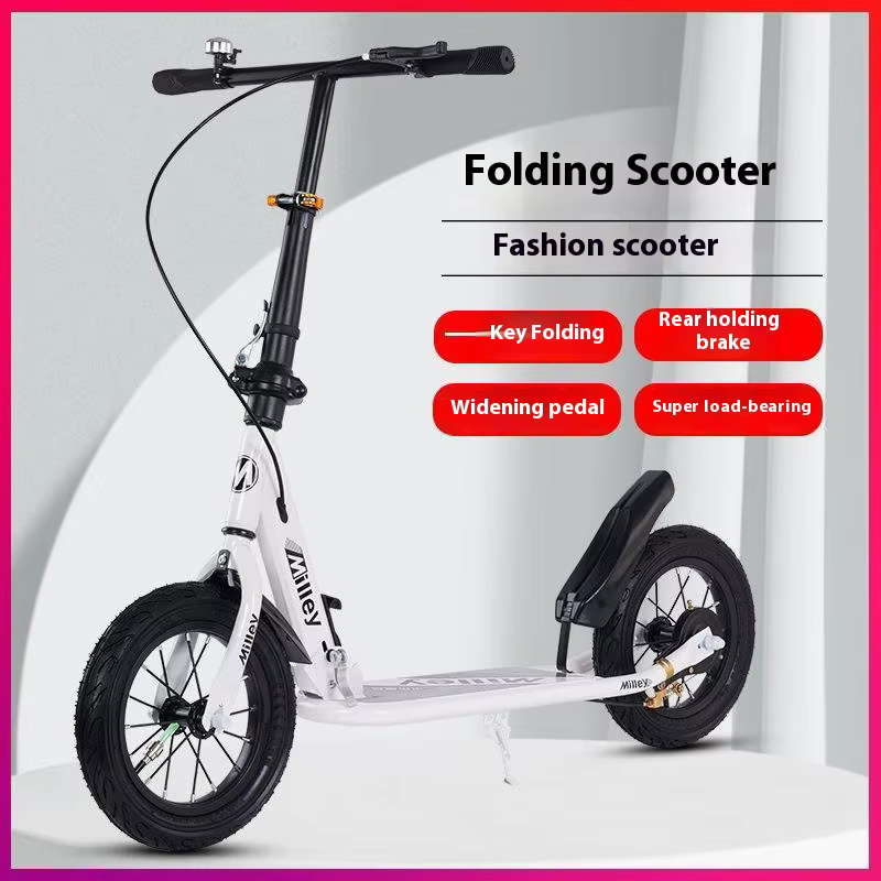 Scooter de frein à main adulte pour les adolescents pour travailler grande roue deux roues pliable Campus urbain
