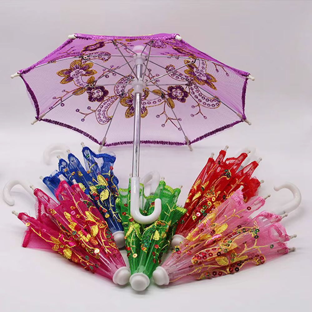 Mini parapluies brodés en dentelle pour bébés et enfants, accessoires de beurre faits à la main, plastique, cadeaux jouets pour filles