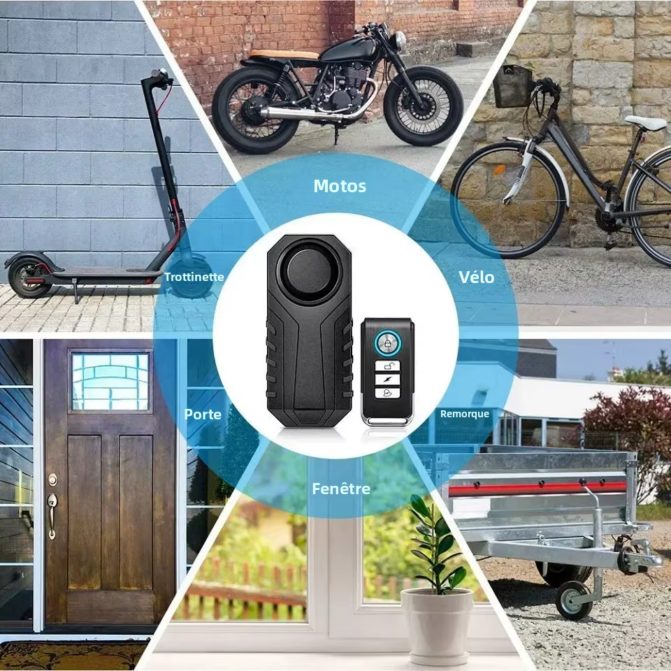 ELECTOP alarme de vélo 113dB antivol sans fil Vibration télécommande