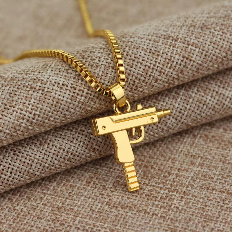 Collier pendentif en forme de pistolet gothique, bijoux tendance punk hip-hop pour hommes et femmes, accessoire pour club, bar, fête