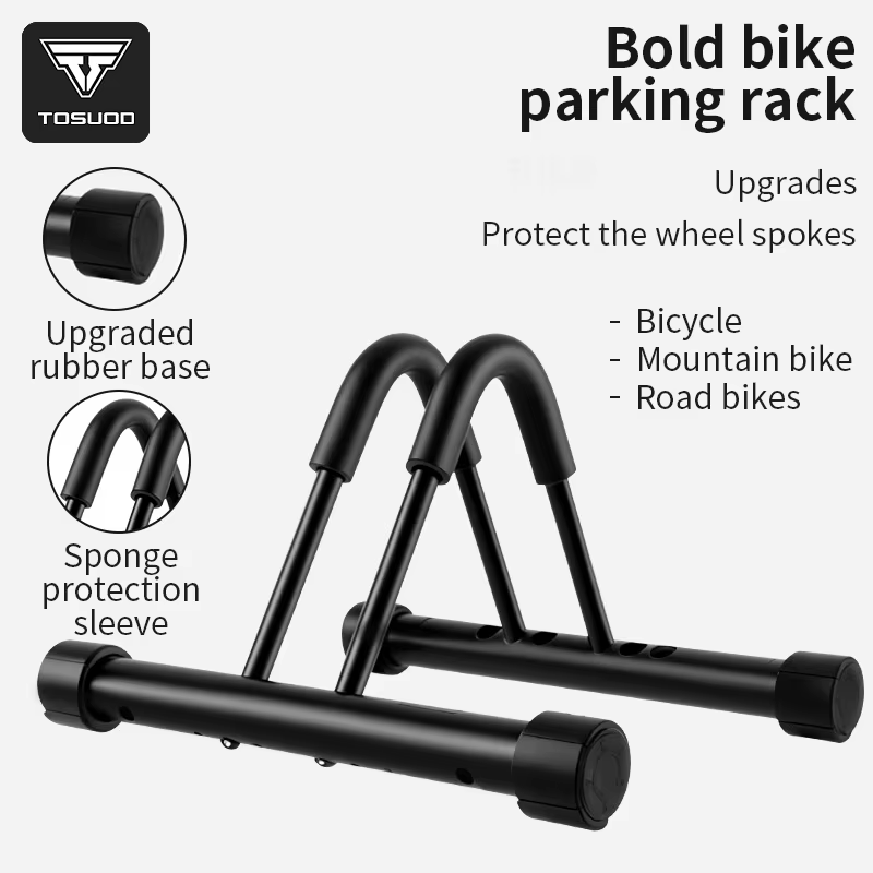 Support de stationnement vertical TOSUOD pour vélos, réglable, antidérapant, en acier à haute teneur en carbone, accessoires de vélo
