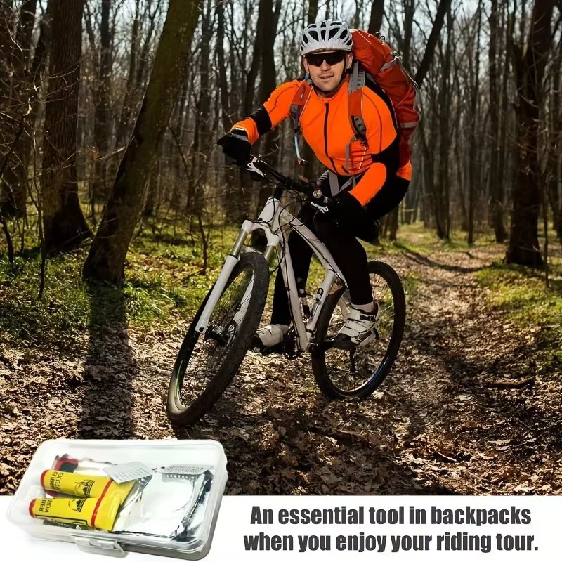 Kit de réparation de vélo avec patchs et outils vulcanisés