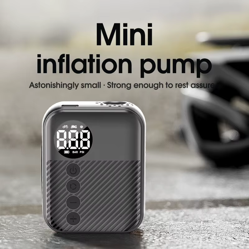 Gonfleur de pneus portable, mini compresseur d'air électrique 150 PSI avec manomètre numérique, arrêt automatique, pompe à pneus rechargeable pour vélo et voiture