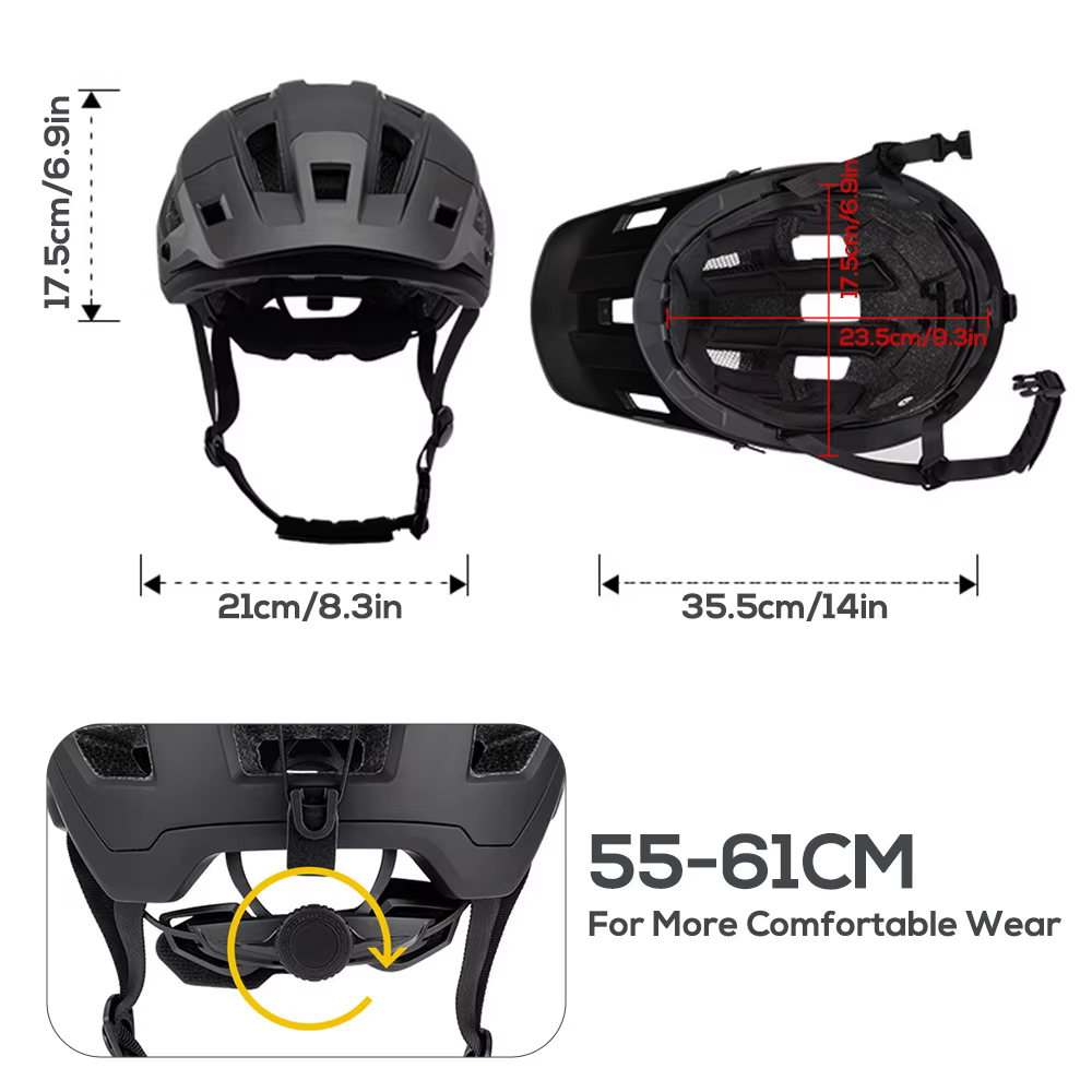 Lixada casque de vélo 55-61 cm cadran réglable visière amovible Ventilation 14 évents d'air