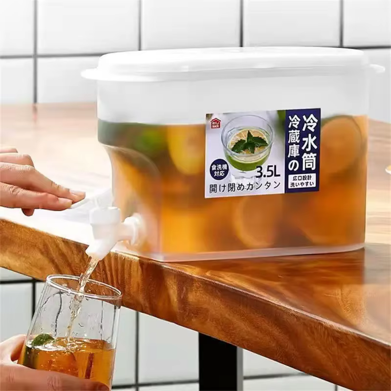 Réfrigérateur bouilloire froide avec robinet bouteille verres bouilloire Pot distributeur de boissons seau d'eau fraîche outil de cuisine pichets à fruits