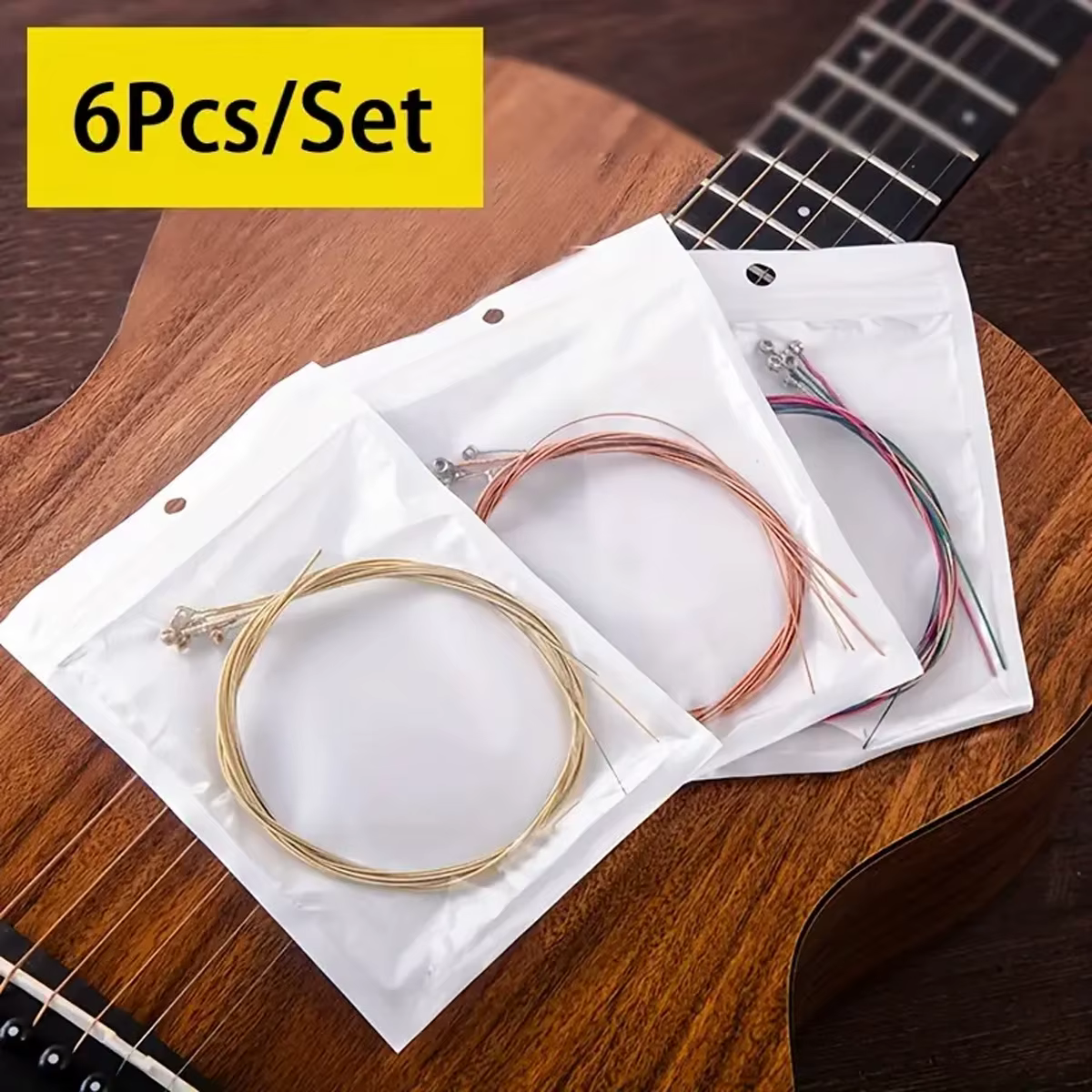 Améliorez votre musique avec 6 cordes de guitare acoustique de qualité supérieure – Ensemble en acier de haute qualité pour guitares acoustiques, accessoires essentiels!