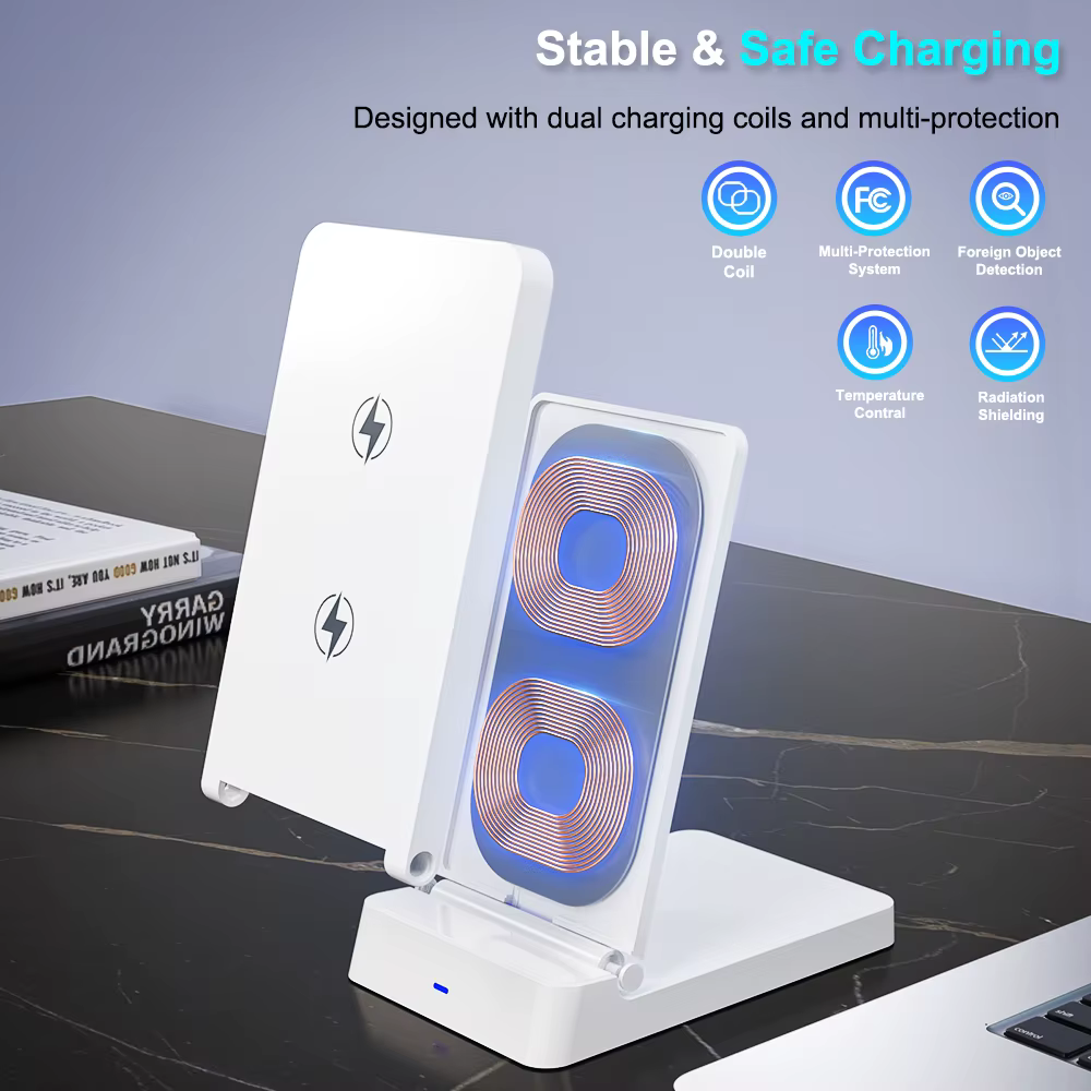 Support de chargeur sans fil pliable pour téléphone