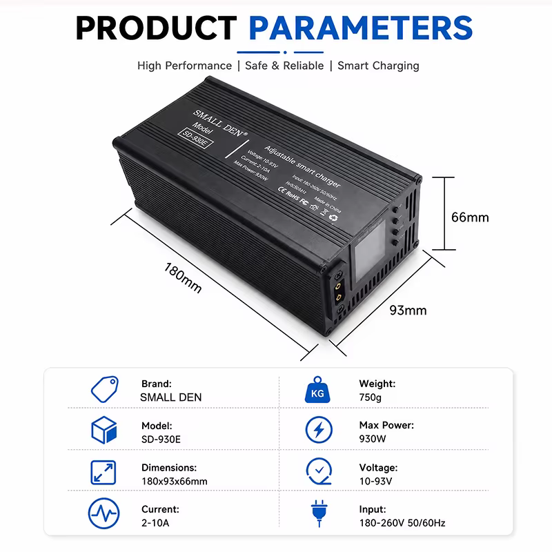 Chargeur intelligent double réglable 10-93V 10A 15A 20A avec écran LCD 1860W