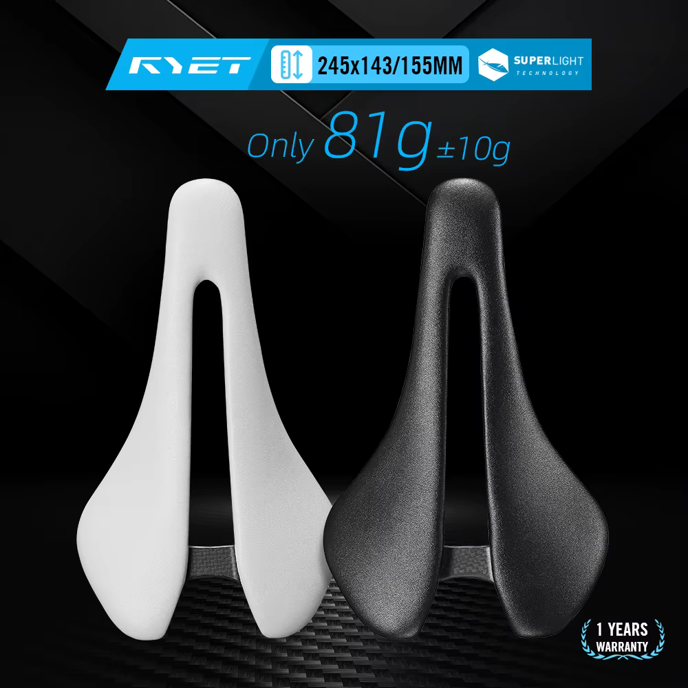 RYET selle de vélo entièrement en carbone ultralégère 81g/87g haut en cuir 7x9mm Rails