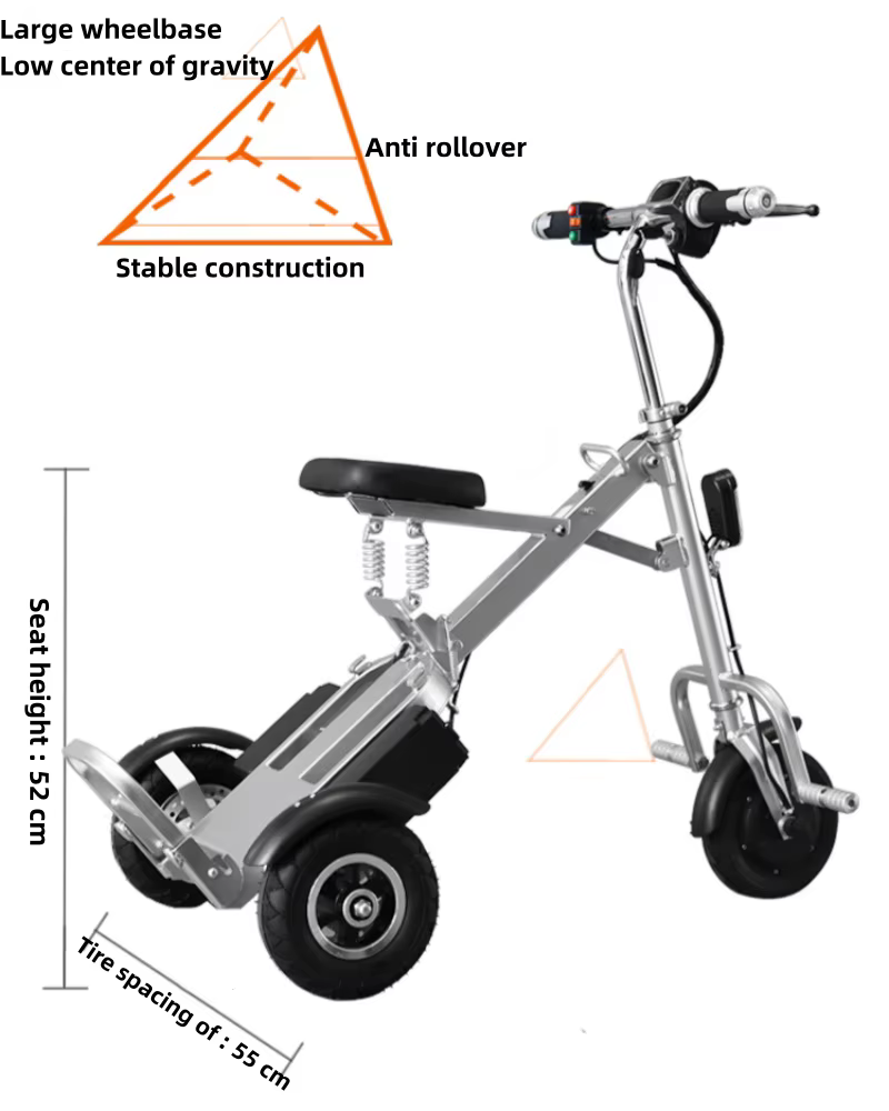 Tricycle Électrique Pliable à 3 Roues pour Senior