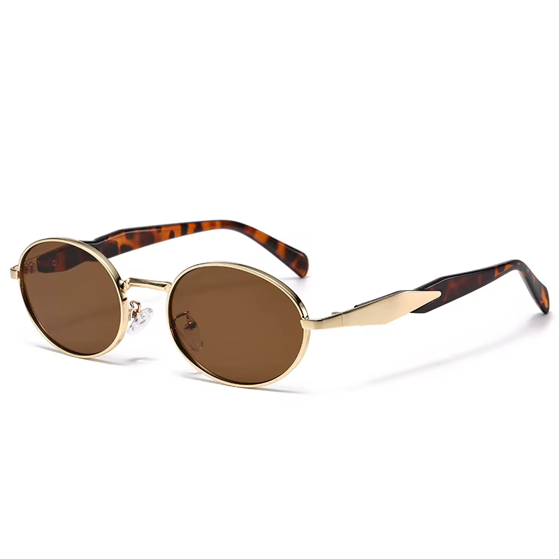 Cyclisme femme petites lunettes de soleil ovales en métal décontracté marque de mode