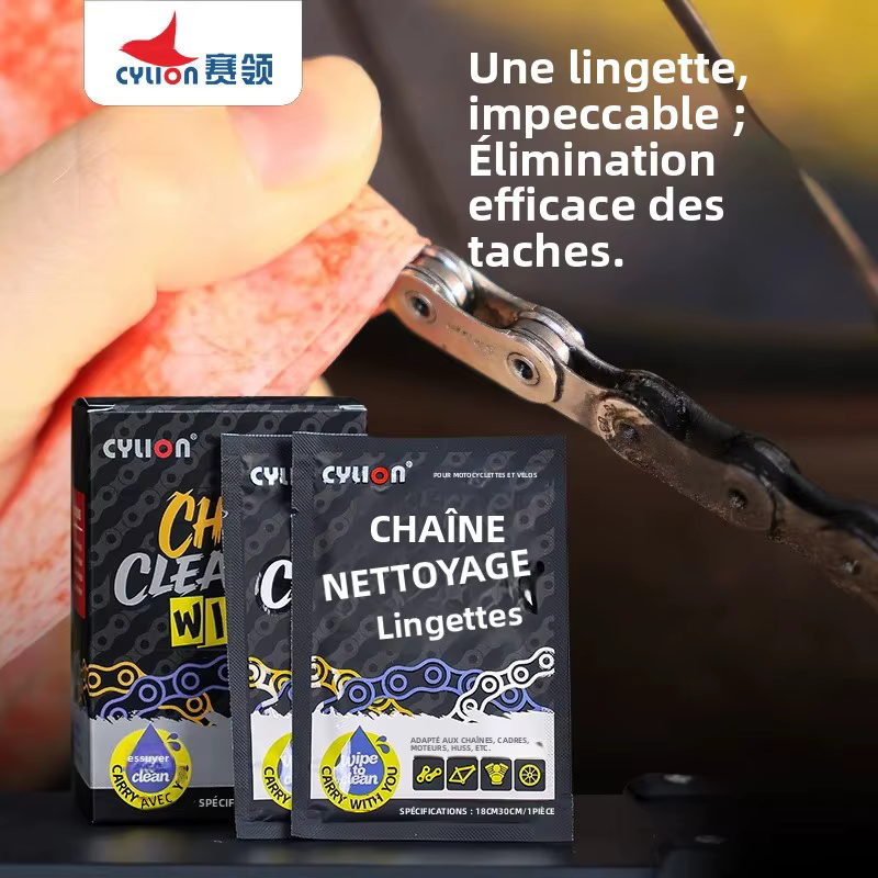 Lingettes de nettoyage jetables pour chaîne de vélo